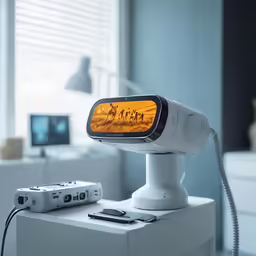 a camera and a video game controller are sitting on the table