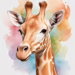 an illustration of a giraffe in a colorful painting