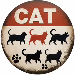 the cats are walking down the road in the sign