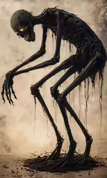 an old fashioned skeleton in a desert is spooky