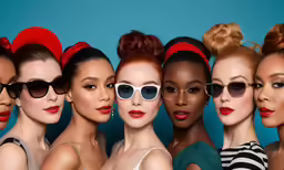 a group of girls wearing sun glasses and head wraps