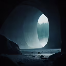 light at the end of a tunnel into a forrest