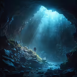 the cave man in the midst of the dark