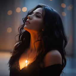 an image of a woman staring to her right
