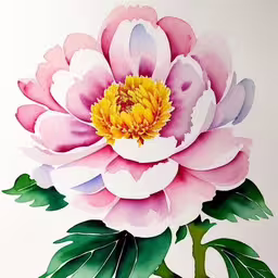 a painting of a large flower that is purple, yellow, white and pink,the flower is a combination of pink and yellow
