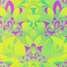 an abstract drawing with yellow, green and pink shapes