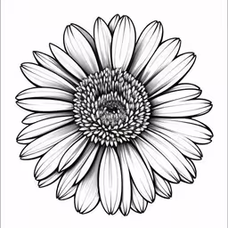 a white flower with black and white ink,a daisy drawing in black and white by mark smith,black and white drawing of a large flower,a flower with a single long stem,a flower with black and white background