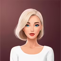 a blonde haired girl with blue eyes