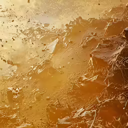 a dirt and rock slope has a brown substance on it