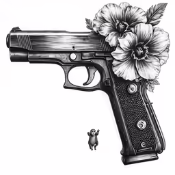 an image of a gun and a flower