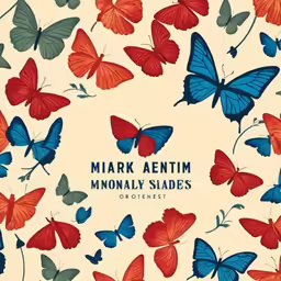 colorful butterflies floating in the air over white