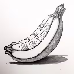 a drawing of two bananas with stems sticking out
