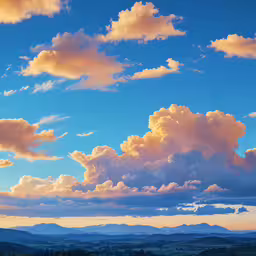 a large airplane is flying over mountains and grass,a sky filled with lots of pink and orange clouds