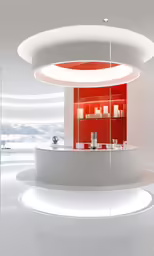 a store is shown with orange and white accents