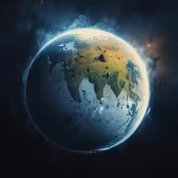 a black and white photo of the earth in space