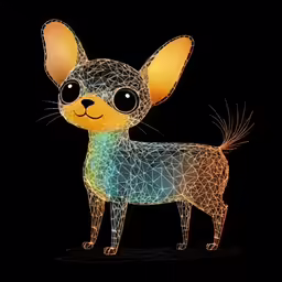 an illustration of a chihuahua wearing big black eyes