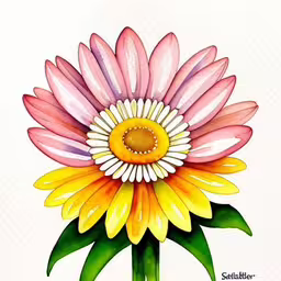 an image of a flower painted on a white background,a drawing of a flower in pastel paint