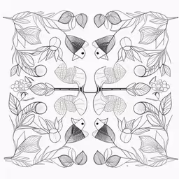 a stylized floral design with lines and dots