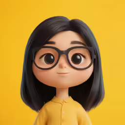 a 3d picture of a girl in glasses
