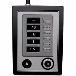 a gray panel with buttons and buttons on it