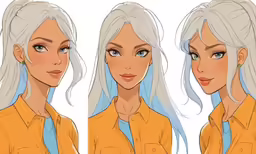 a girl with white hair is shown with long hair