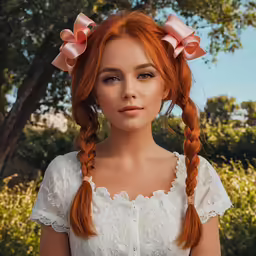 a redhead haired girl with long red hair in an intricate braid