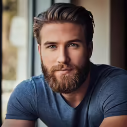 a close up photo of a man with a beard