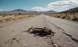the road is long with lots of dead sticks