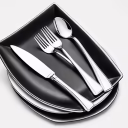 the black and white tableware is ready to eat