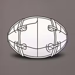 a drawing of a large white ball with strings on it,a sketched football is displayed on a gray background,a drawing of a football on a gray background,a soccer ball with some lines on it,there is a coloring book that is about an old fashioned ball