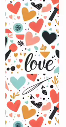 love card with hearts, leaves and shapes