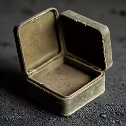 a worn out looking old box on the floor