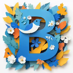 a blue and orange paper cutting is shown