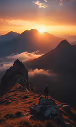 people are standing on the peak of a mountain
