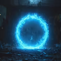 a ball of blue flame in the dark