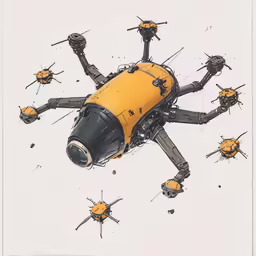 the large propeller of the yellow and black plane