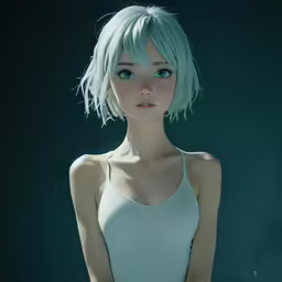 a close up of a person in a white dress