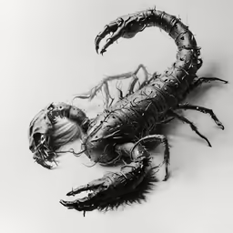 a black and white photograph of a scorpion