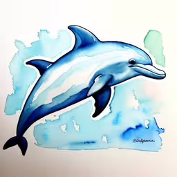 a watercolor painting of a dolphin jumping,a watercolor painting of a dolphin leaping up in the air