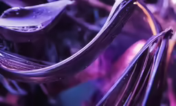 there is purple water and many plants growing
