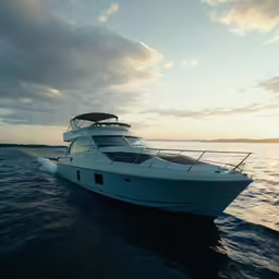the large white boat is in the middle of the water
