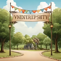 a cartoon picture of a vineyard at the end of the street