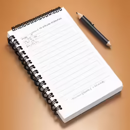 a blank pad attached to a pen with a blank sheet of paper