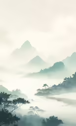 the view of some mountains that are standing in water