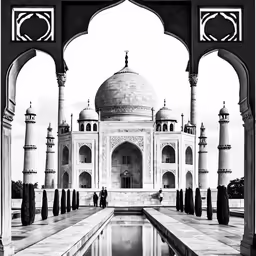 an ink drawing of the taj mulker