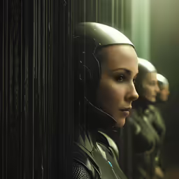 the woman is in an avatar - taking photo with headphones