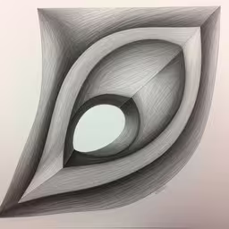 a drawing depicting a curve in the shape of a rectangle,a drawing in pencil of a black and white geometrically object