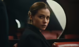 woman in black suit sitting in leather chair