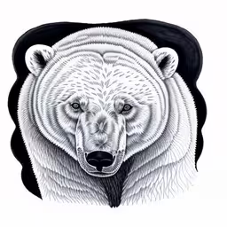 an inked drawing of a bear