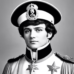 black and white photograph of a man in uniform
